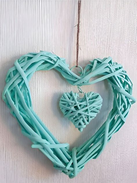 Corazón Colgante 25cm Mimbre Rústico Bricolaje Set de 2 Jhn-6