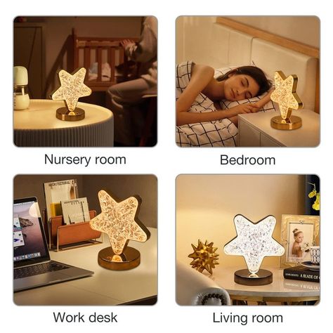 Lampara Mesa Estrella Led Romantica Domitorio Moderna Lau-6