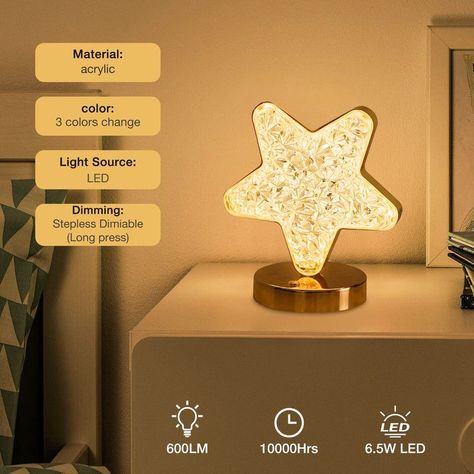 Lampara Mesa Estrella Led Romantica Domitorio Moderna Lau-7