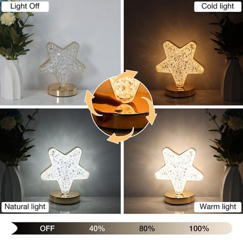 Lampara Mesa Estrella Led Romantica Domitorio Moderna Lau-9