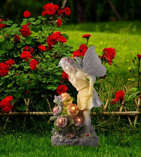 Estatua Figura Ángel Jardín Escultura Decoración LED Jhn-1