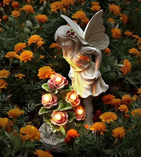Estatua Figura Ángel Jardín Escultura Decoración LED Jhn-2