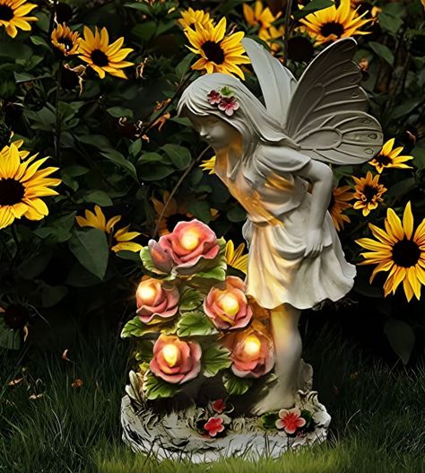 Estatua Figura Ángel Jardín Escultura Decoración LED Jhn-6