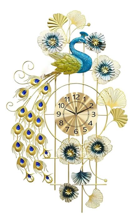 Reloj Pared Pavo Real Decorativo Colgante Silencioso Jhn-0