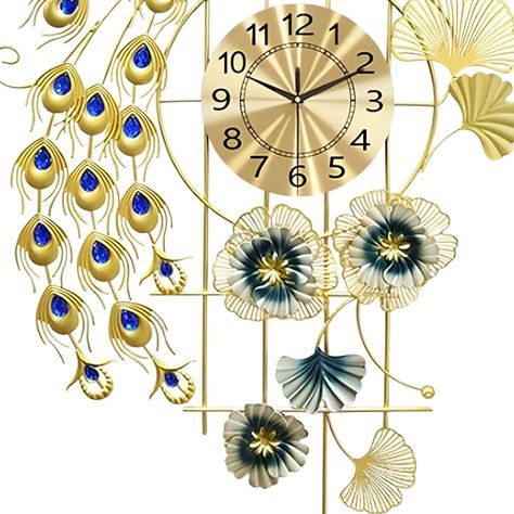 Reloj Pared Pavo Real Decorativo Colgante Silencioso Jhn-1