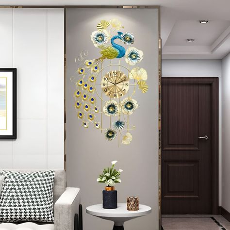 Reloj Pared Pavo Real Decorativo Colgante Silencioso Jhn-2