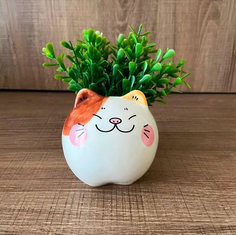 Set 2 Macetas Gatito Dibujo Animado Decoracion Hogar Lau-8
