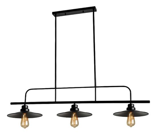 LÁMPARA COLGANTE Vintage Campanas Negras LED Triple cabezal-0
