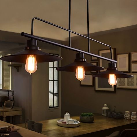 LÁMPARA COLGANTE Vintage Campanas Negras LED Triple cabezal-2