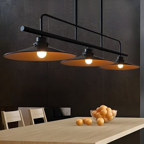 LÁMPARA COLGANTE Vintage Campanas Negras LED Triple cabezal-3