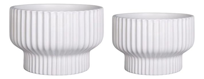 Set 2 Macetas Cerámica Minimalista Texturizada Drenaje Jhn-0