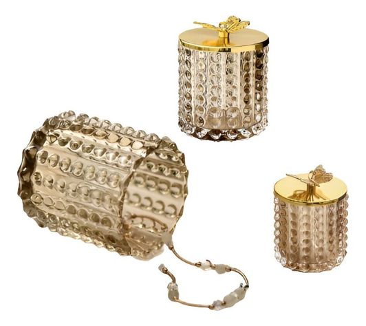 Tarro Almacenamiento Decorativo Cristal Vidrio Tapa Jhn-1