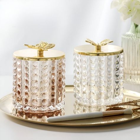 Tarro Almacenamiento Decorativo Cristal Vidrio Tapa Jhn-5