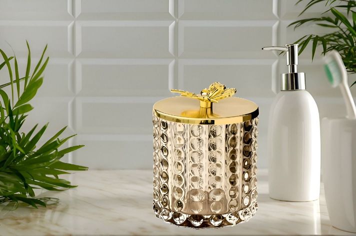 Tarro Almacenamiento Decorativo Cristal Vidrio Tapa Jhn-6