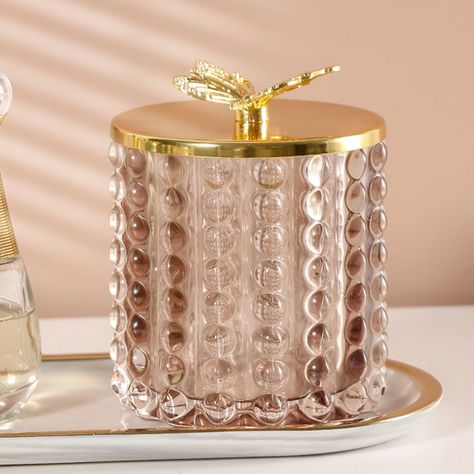 Tarro Almacenamiento Decorativo Cristal Vidrio Tapa Jhn-9
