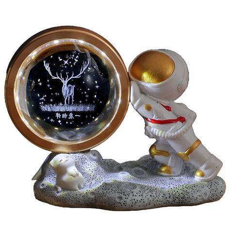 Lampara Astronauta Bola Cristal 3d Hogar Dormitorio Lau-2