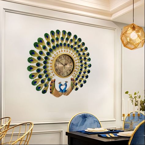 Reloj Pared Pavo Real Decorativo Moderno Silencioso Jhn-2