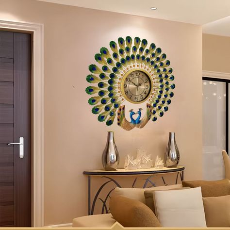Reloj Pared Pavo Real Decorativo Moderno Silencioso Jhn-7