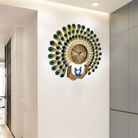 Reloj Pared Pavo Real Decorativo Moderno Silencioso Jhn-8