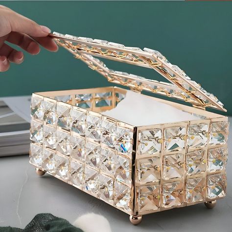 Caja Cofre Cristal Soporte Pañuelos Rectangular Hogar Lau-4
