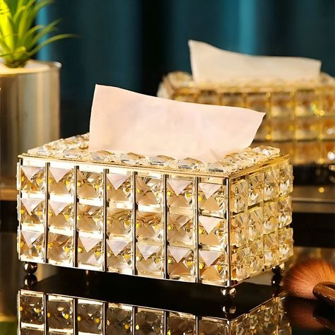 Caja Cofre Cristal Soporte Pañuelos Rectangular Hogar Lau-5