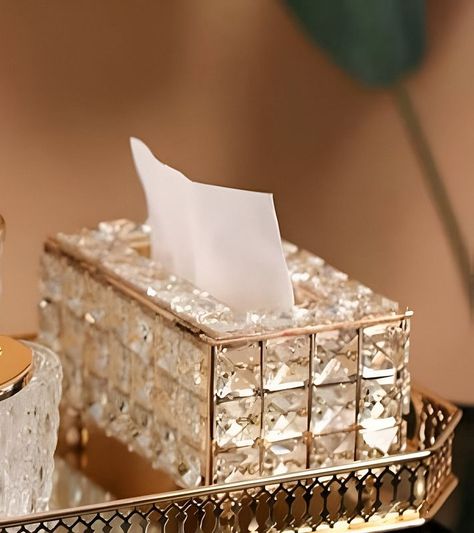Caja Cofre Cristal Soporte Pañuelos Rectangular Hogar Lau-6