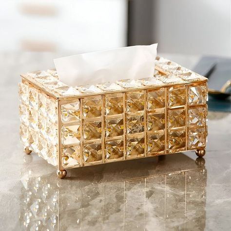 Caja Cofre Cristal Soporte Pañuelos Rectangular Hogar Lau-7