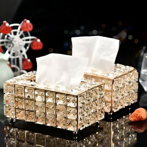 Caja Cofre Cristal Soporte Pañuelos Rectangular Hogar Lau-8
