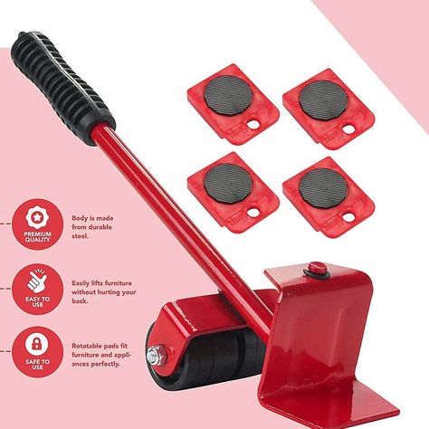 Set 2 Elevador Carretilla Muebles Acero Ergonomico Hogar Lau-7