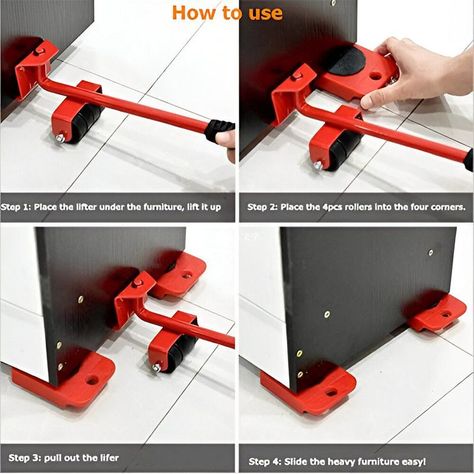 Set 2 Elevador Carretilla Muebles Acero Ergonomico Hogar Lau-8