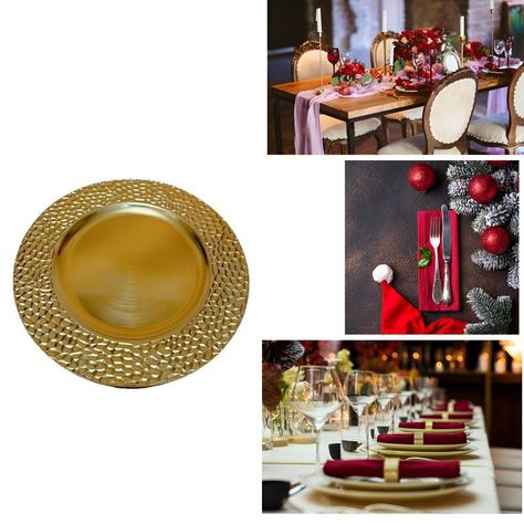 Set 3 Plato Decorativo Plastic Martillado Comedor Cocina Lau-0