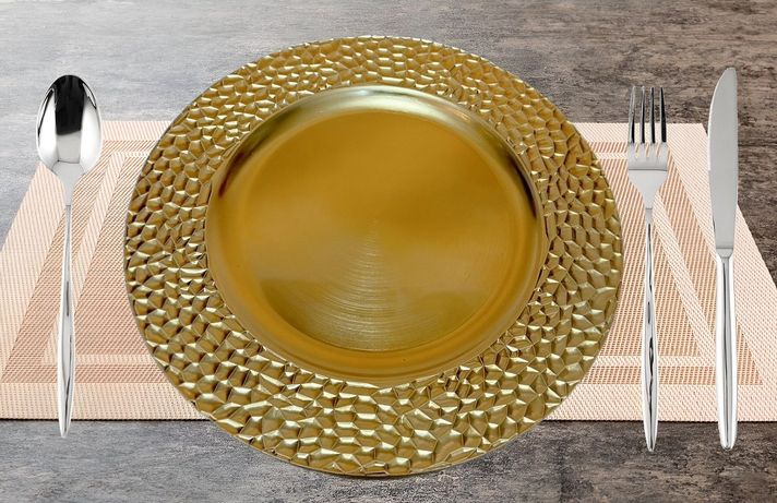Set 3 Plato Decorativo Plastic Martillado Comedor Cocina Lau-1