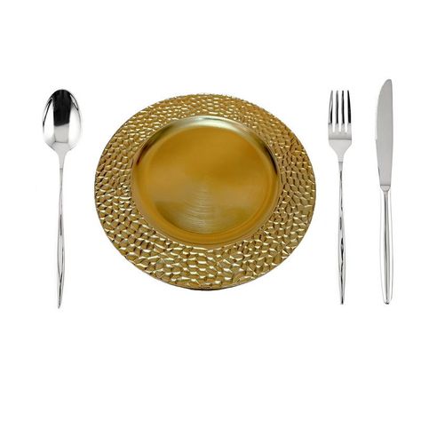 Set 3 Plato Decorativo Plastic Martillado Comedor Cocina Lau-2