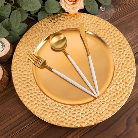 Set 3 Plato Decorativo Plastic Martillado Comedor Cocina Lau-4