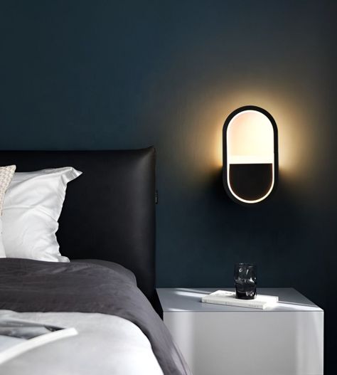 Lámpara Pared LED Moderna Ovalada Decoración Negra Jhn-5