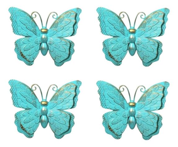 Set Decoración Pared Mariposa 3D Arte Estatua Turquesa Jhn-0