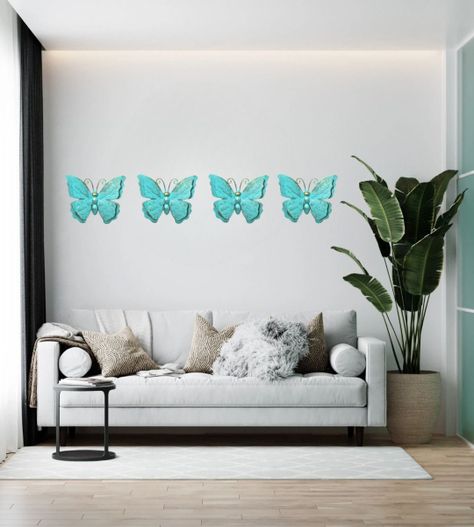 Set Decoración Pared Mariposa 3D Arte Estatua Turquesa Jhn-2