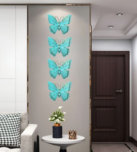 Set Decoración Pared Mariposa 3D Arte Estatua Turquesa Jhn-3