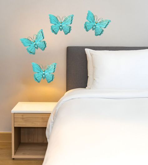 Set Decoración Pared Mariposa 3D Arte Estatua Turquesa Jhn-9