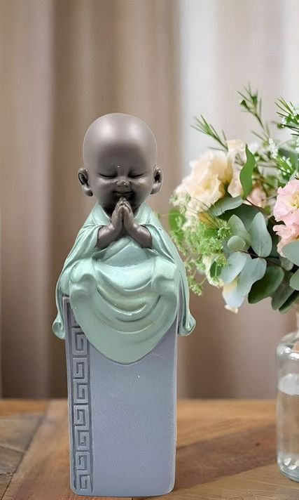 Set 2 Estatua Monje Buda Adorno Decoracion Hogar Oficina Lau-1