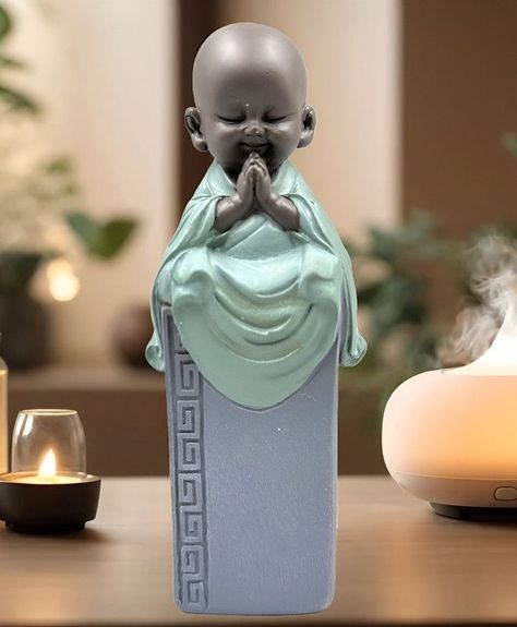 Set 2 Estatua Monje Buda Adorno Decoracion Hogar Oficina Lau-6