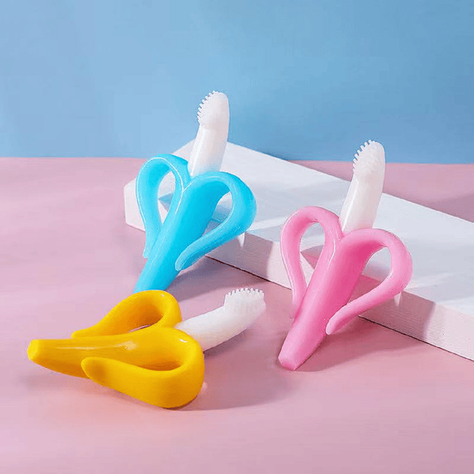 Set 5 Mordedores Silicona Platano Cepillo Dientes Bebe Lau-7