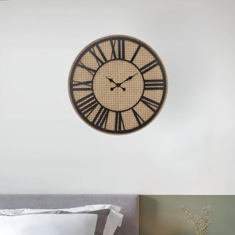 Reloj Pared Rústico Madera Ratán Números Romanos Jhn-6