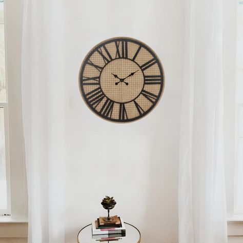 Reloj Pared Rústico Madera Ratán Números Romanos Jhn-9