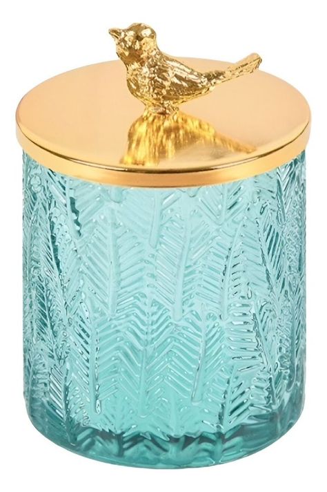 Tarro Almacenamiento Decorativo Cristal Relieve Tapa Jhn-0