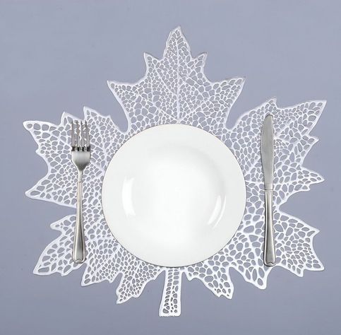 Set 8 Individuales Mantel Hoja Flor Antideslizante Mesa Lau-6