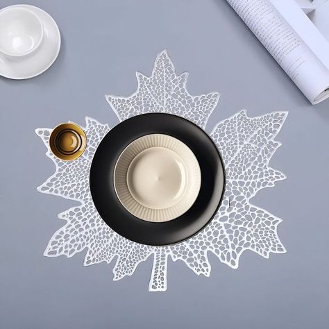 Set 8 Individuales Mantel Hoja Flor Antideslizante Mesa Lau-7