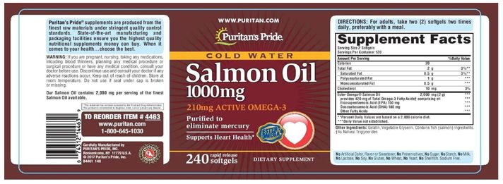 Salmon Oil 1000 mg - 240 softgels - Puritans Pride-1