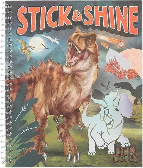 Libro para colorear Stick & Shine Dino World -0