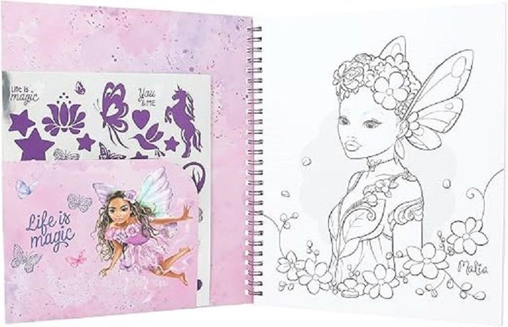 Libro para colorear con lentejuelas FAIRY LOVE TOPModel -3